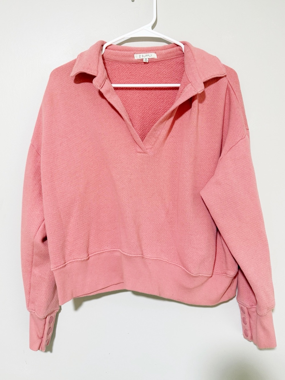 Z supply polo pullover sweatshirt pink size medium